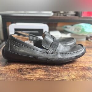 Clarks Markman Plain Black Leather Driving Loafers 11.5 M